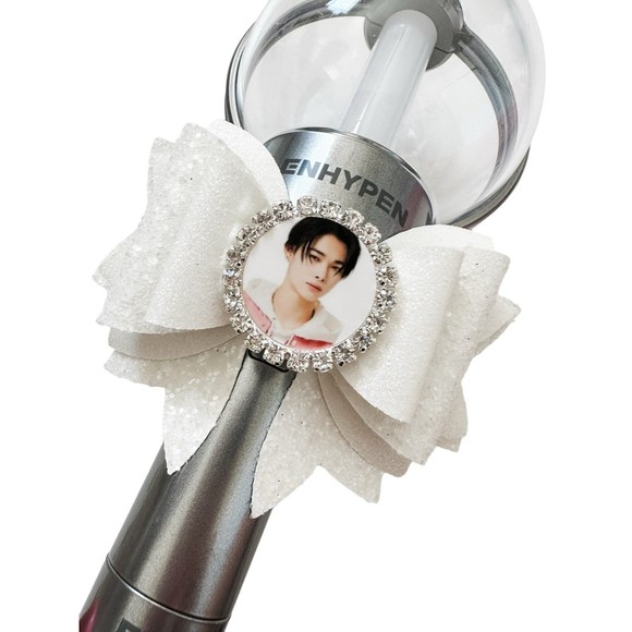 NI-KI Enhypen Photo Light Stick Bow Decoration Kpop Photo Engene Niki White - Picture 1 of 1